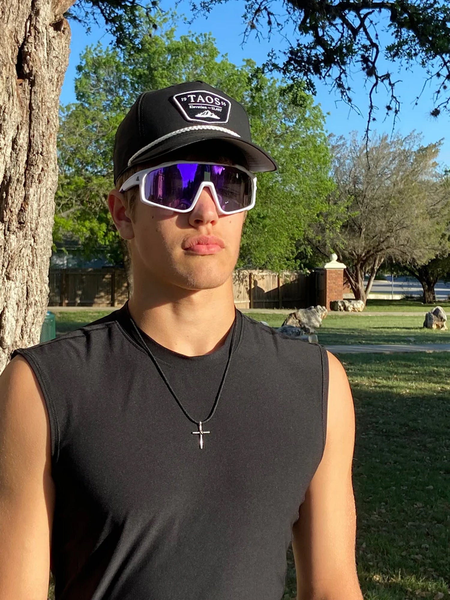 Sport Sunglasses | Polarized Shield Lens | Purple | White | Wraparound Fit | UV 400 Protection | Built for Speed