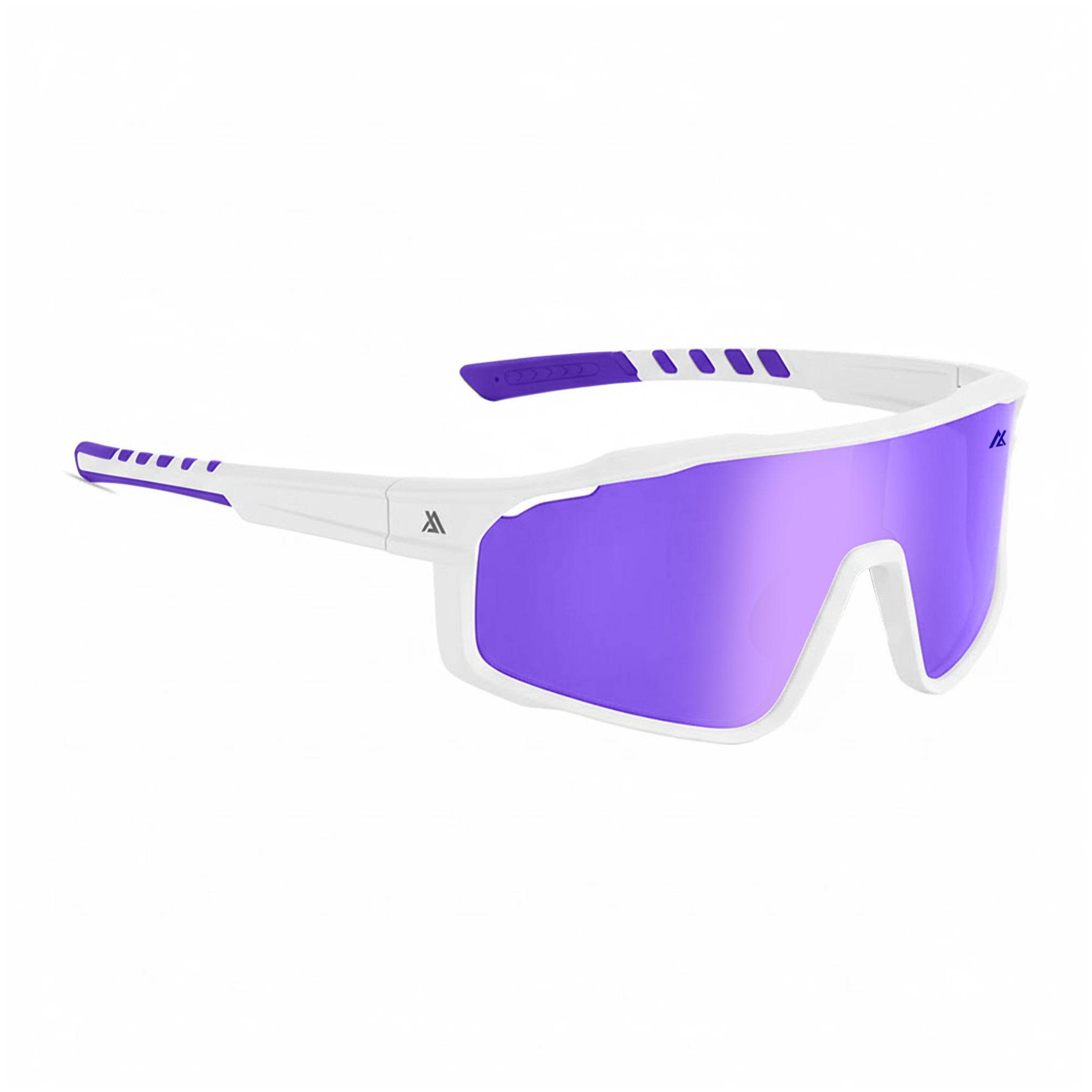 Sport Sunglasses | Polarized Shield Lens | Purple | White | Wraparound Fit | UV 400 Protection | Built for Speed