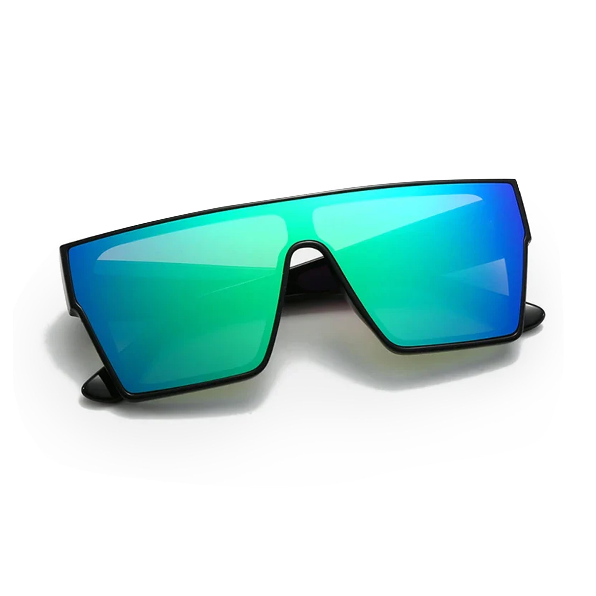 Sunglasses | Polarized Lens | UV 400 Protection | Green Lens | Black Frame | Mirror Lens | Shades