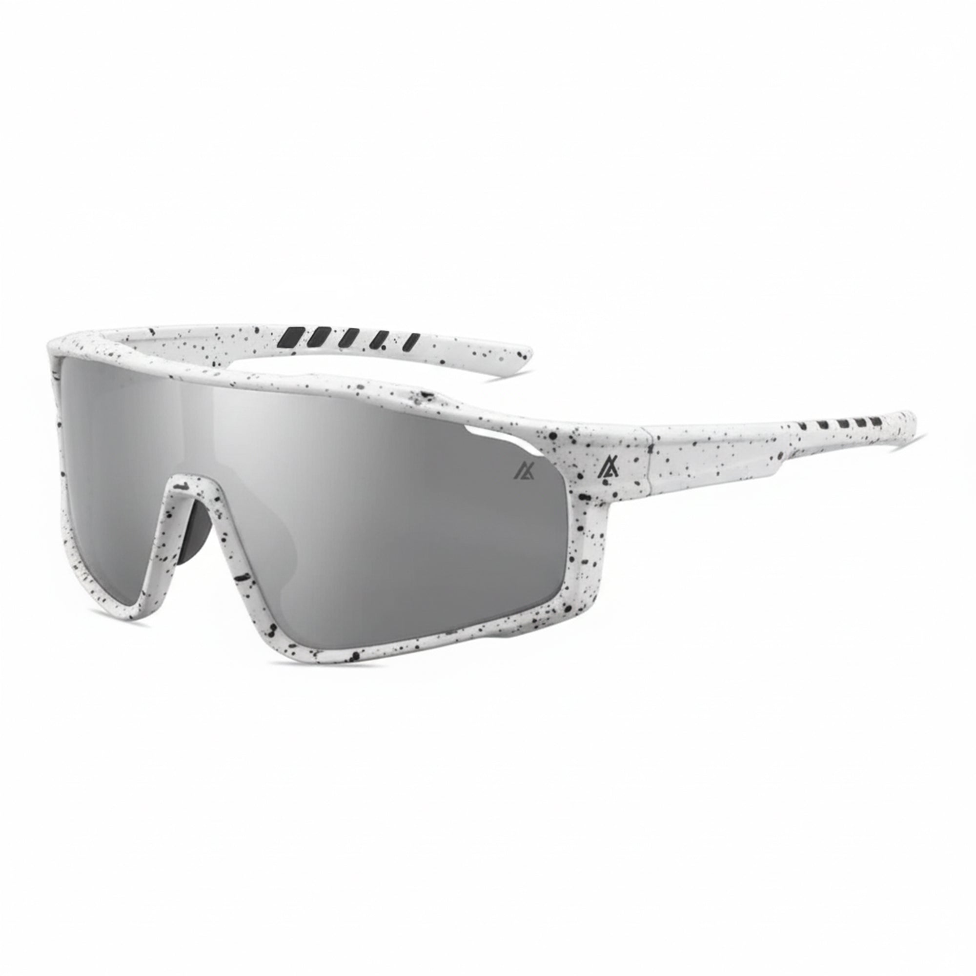 Sport Sunglasses | Polarized Shield Lens | Chrome | White | Wraparound Fit | UV 400 Protection | Built for Speed