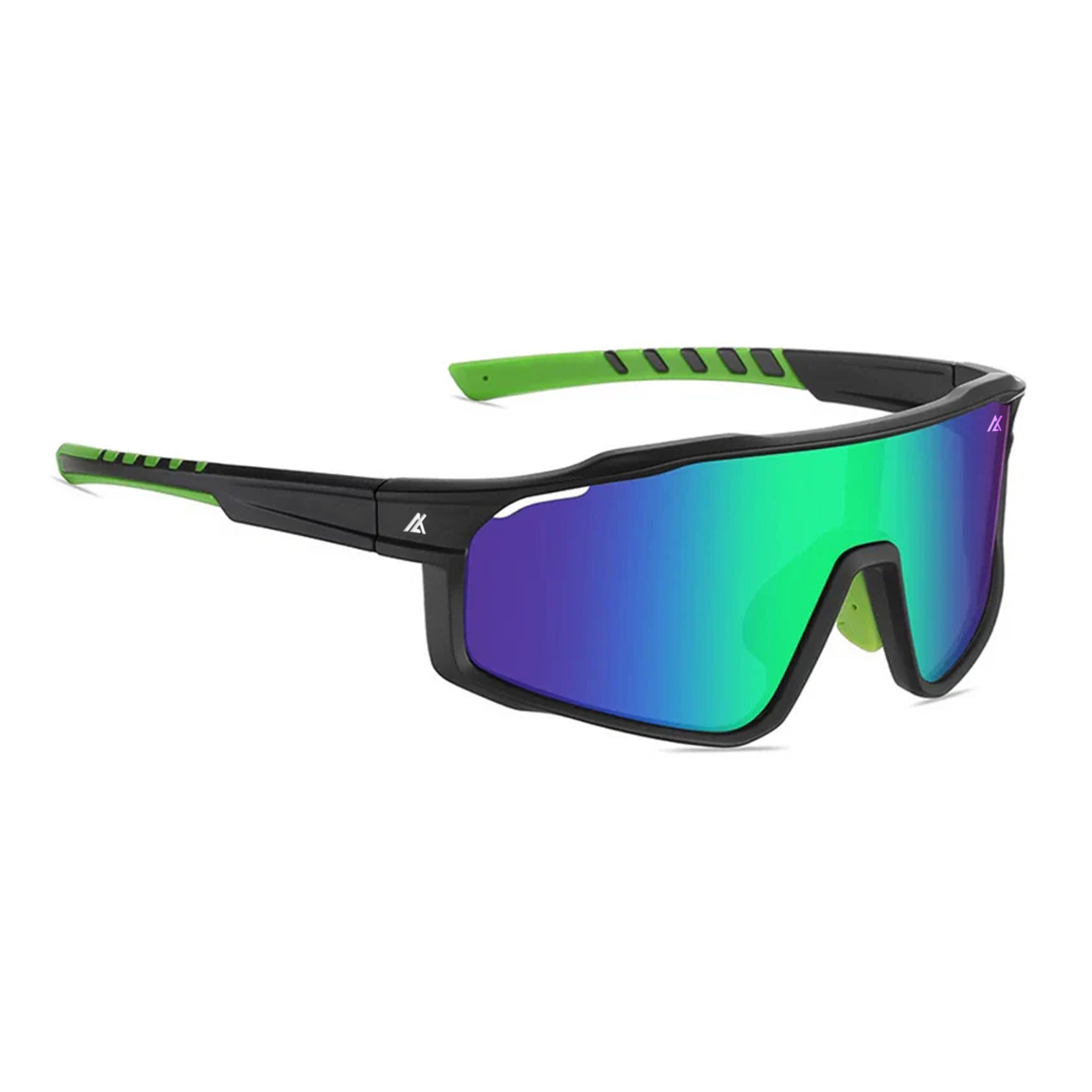 Sport Sunglasses | Polarized Shield Lens | Green | Black | Wraparound Fit | UV 400 Protection | Built for Speed