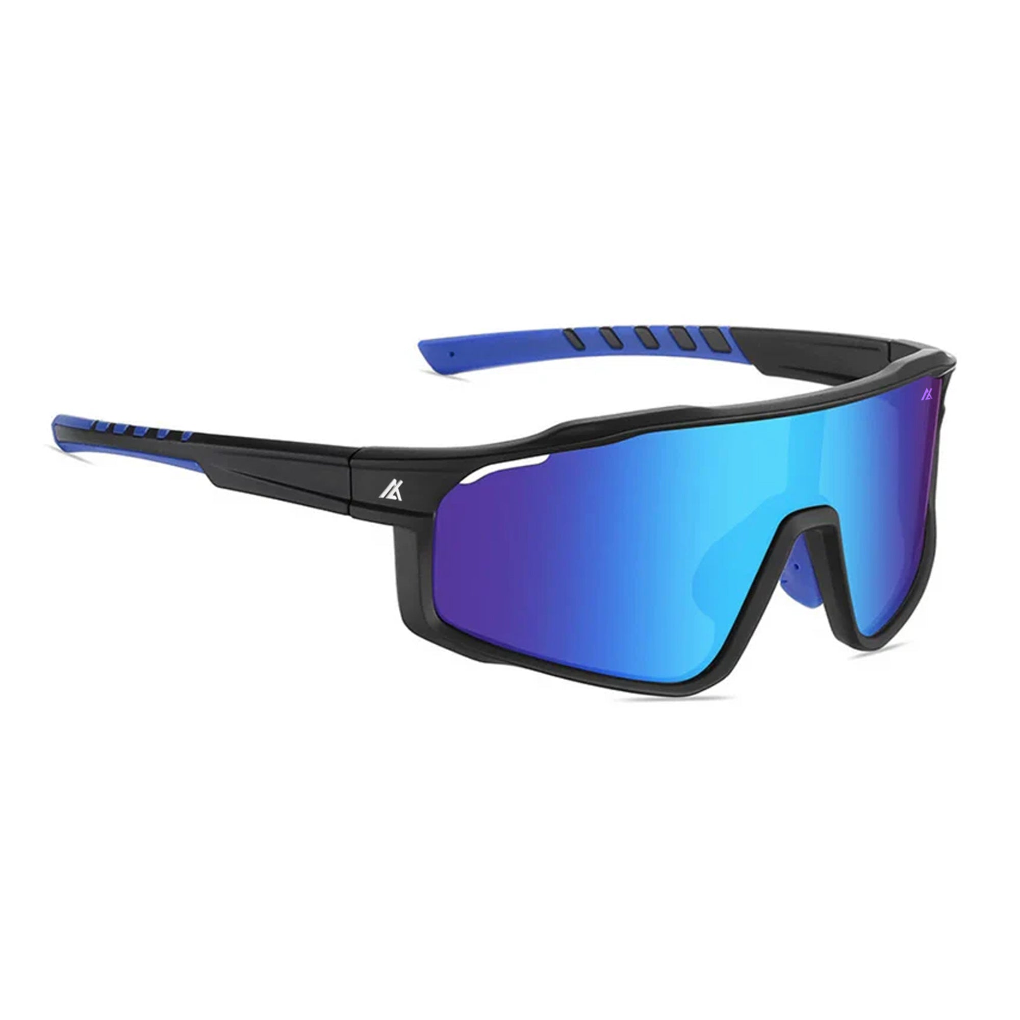 Sport Sunglasses | Polarized Shield Lens | Blue | Black | Wraparound Fit | UV 400 Protection | Built for Speed