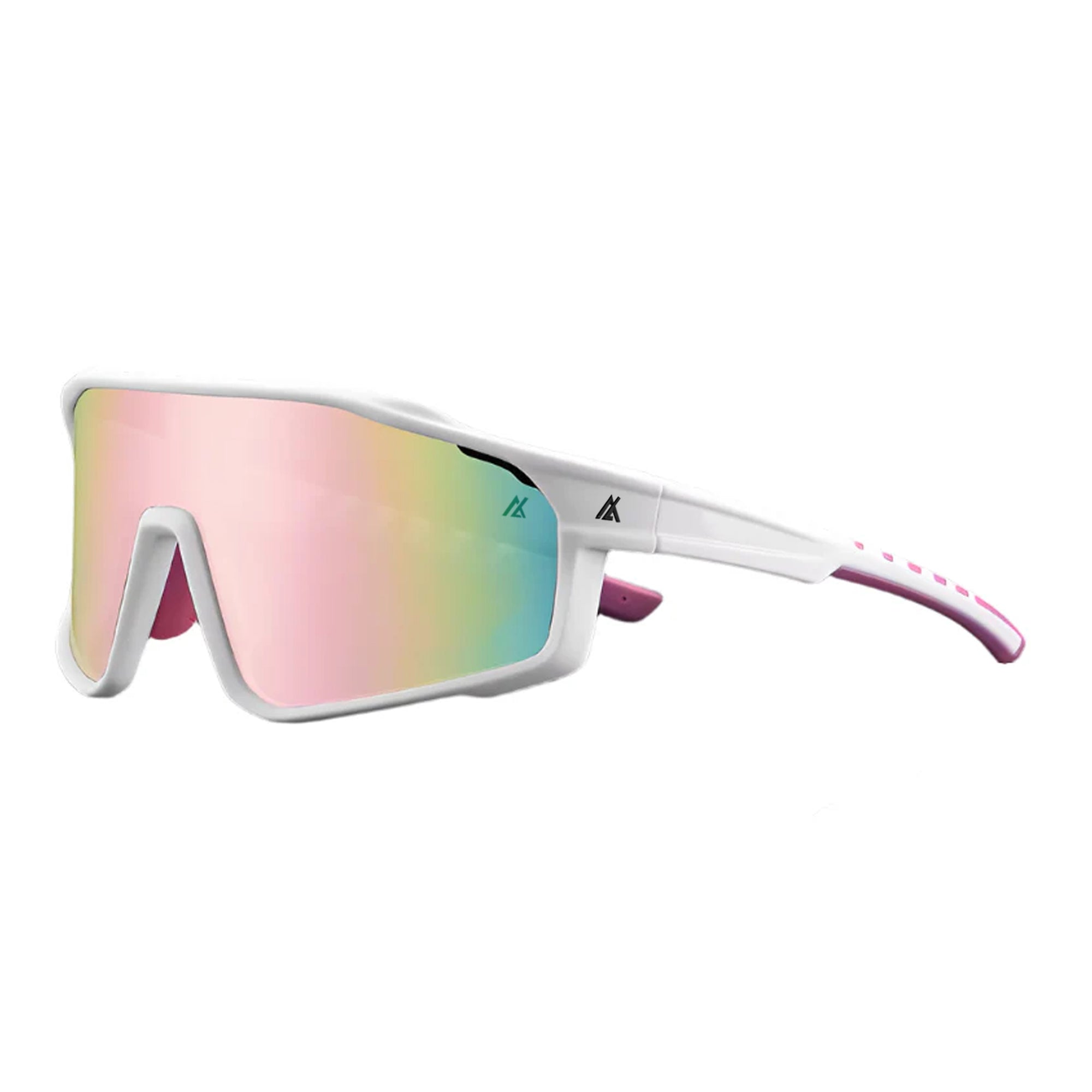 Sport Sunglasses | Polarized Shield Lens | Pink | White | Wraparound Fit | UV 400 Protection | Built for Speed