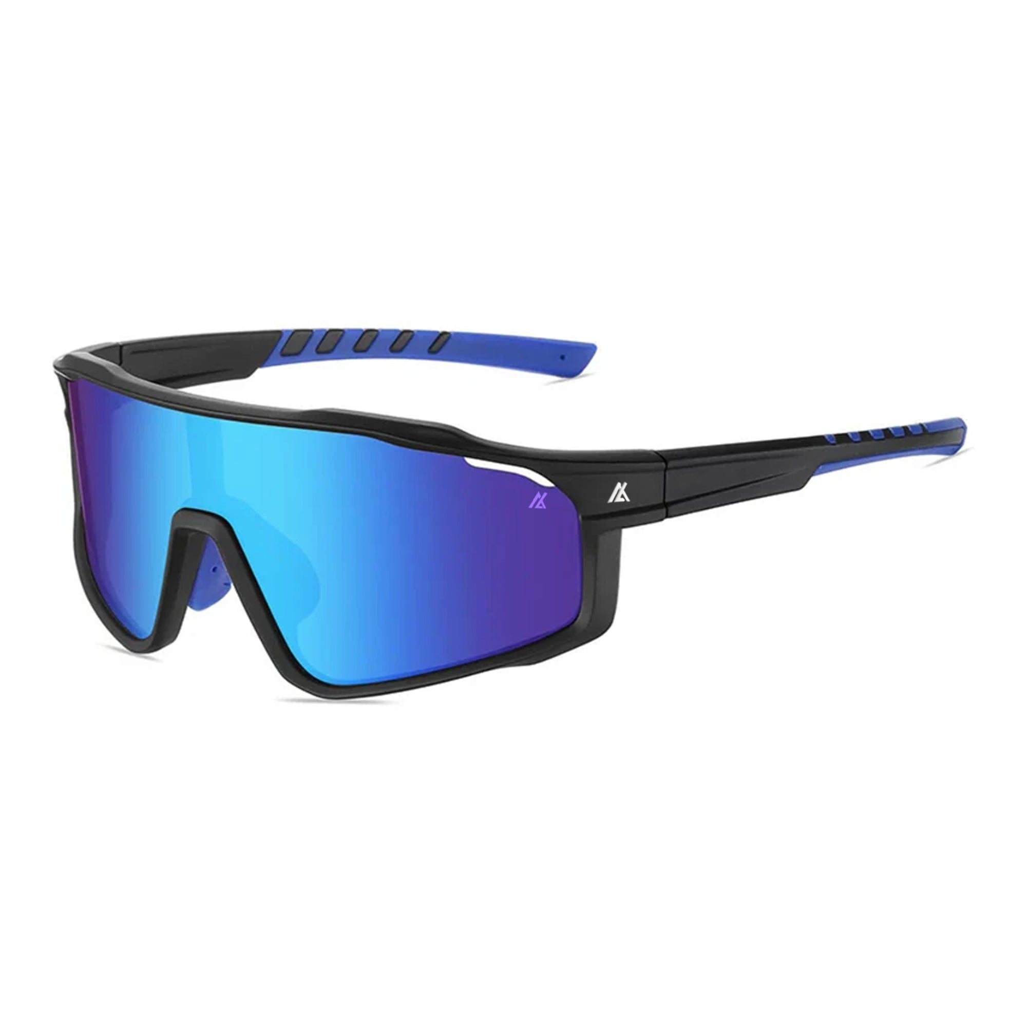 Sport Sunglasses | Polarized Shield Lens | Blue | Black | Wraparound Fit | UV 400 Protection | Built for Speed