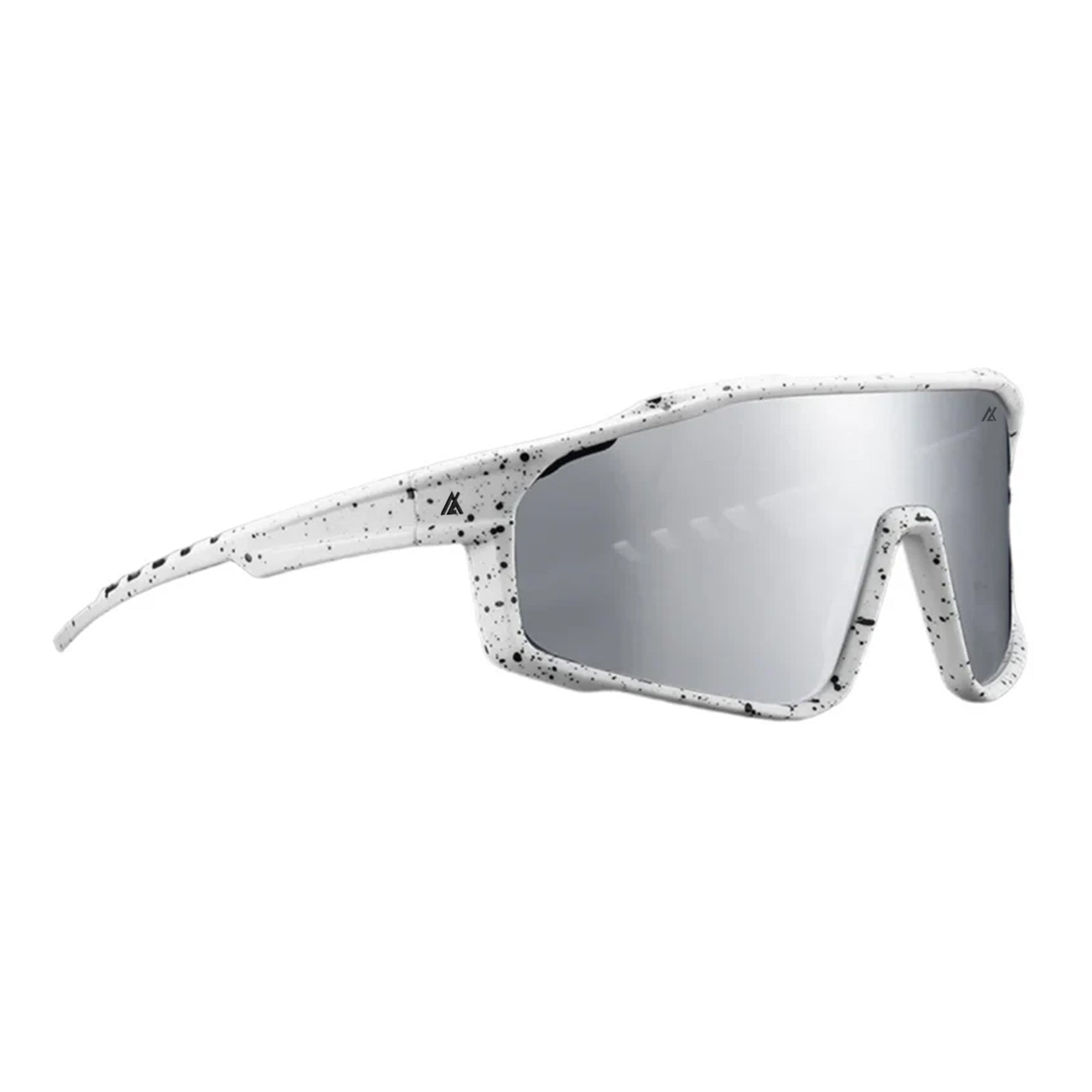 Sport Sunglasses | Polarized Shield Lens | Chrome | White | Wraparound Fit | UV 400 Protection | Built for Speed