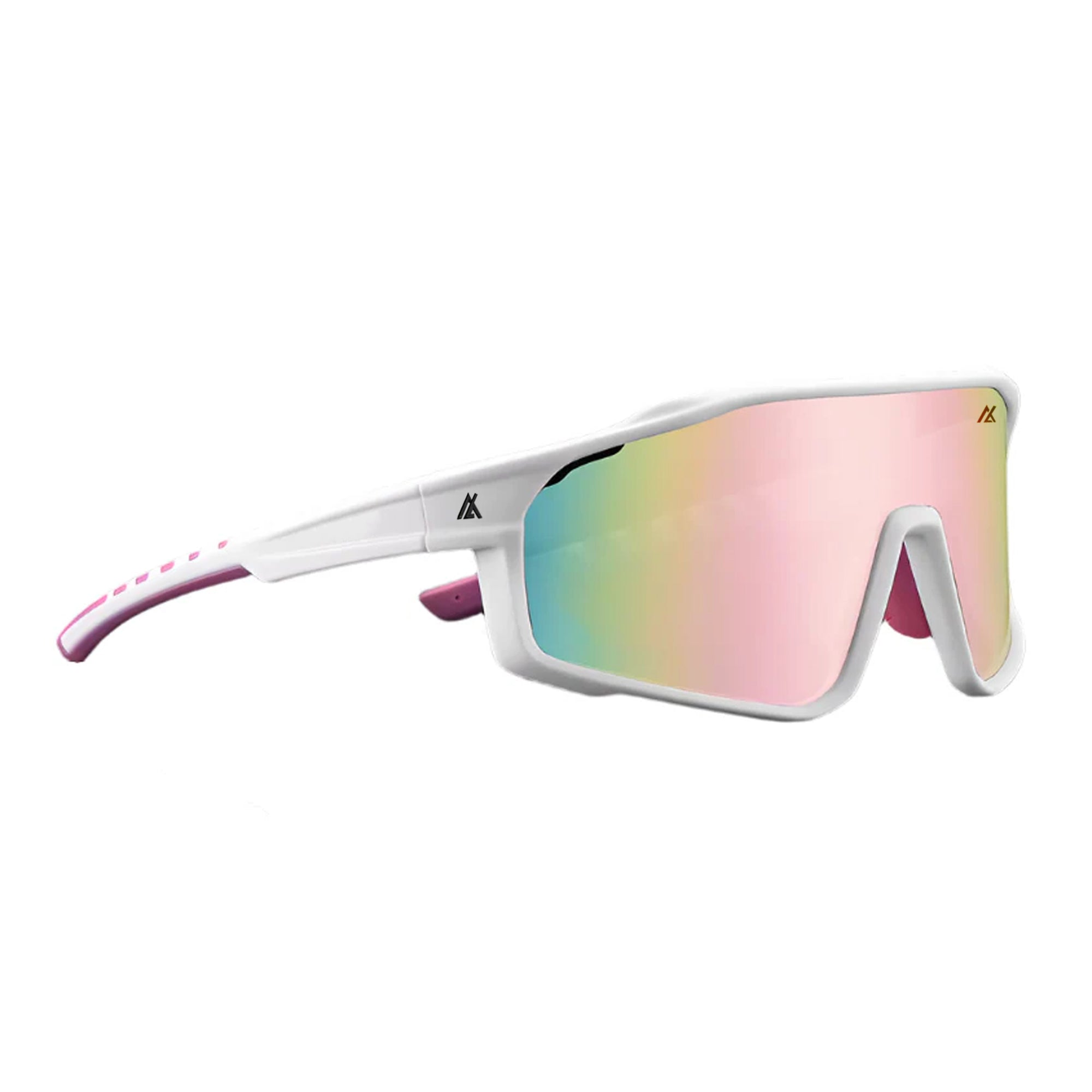 Sport Sunglasses | Polarized Shield Lens | Pink | White | Wraparound Fit | UV 400 Protection | Built for Speed