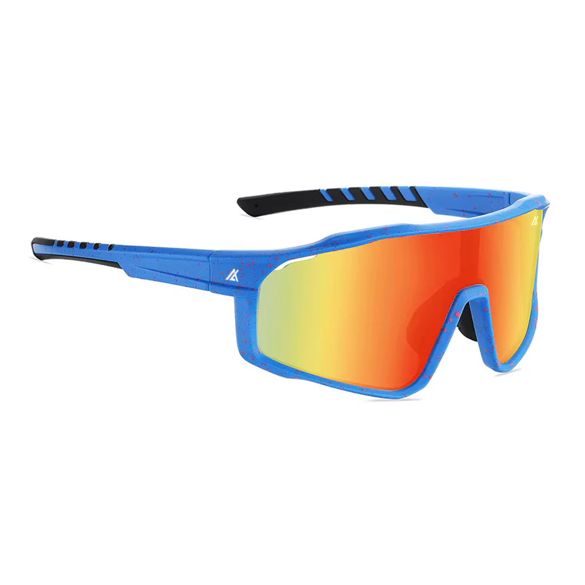 Sport Sunglasses | Polarized Shield Lens | Orange | Blue | Wraparound Fit | UV 400 Protection | Built for Speed