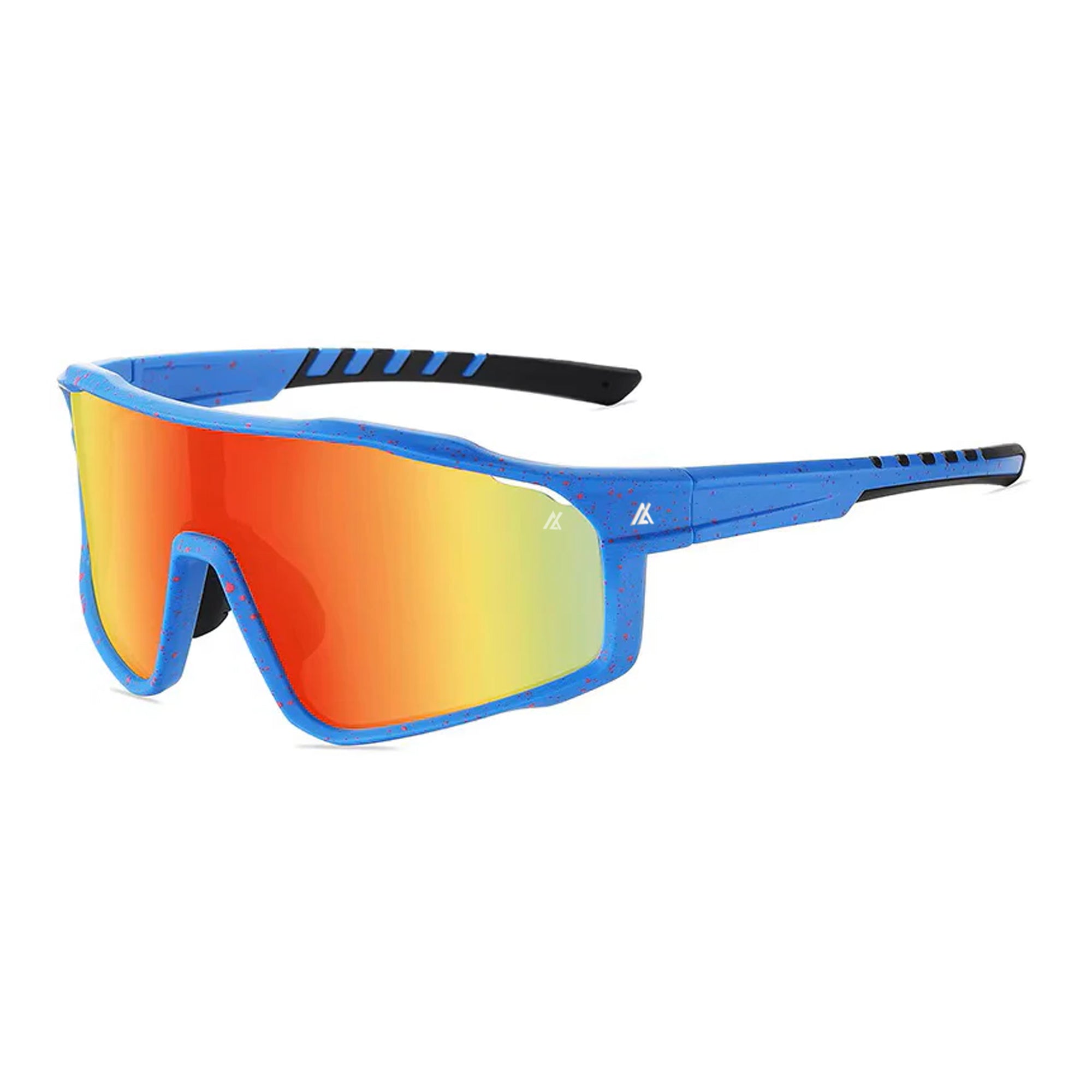 Sport Sunglasses | Polarized Shield Lens | Orange | Blue | Wraparound Fit | UV 400 Protection | Built for Speed