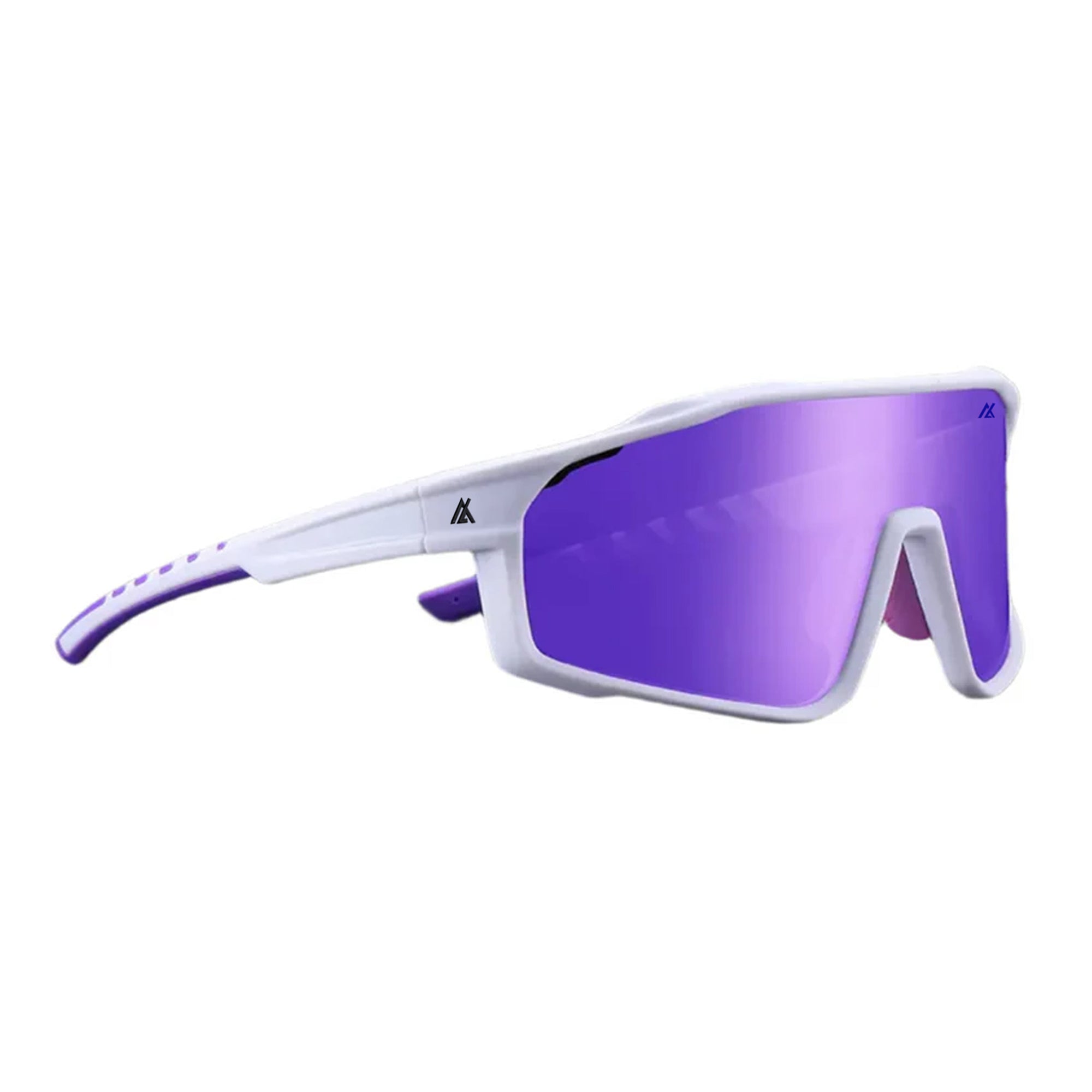 Sport Sunglasses | Polarized Shield Lens | Purple | White | Wraparound Fit | UV 400 Protection | Built for Speed