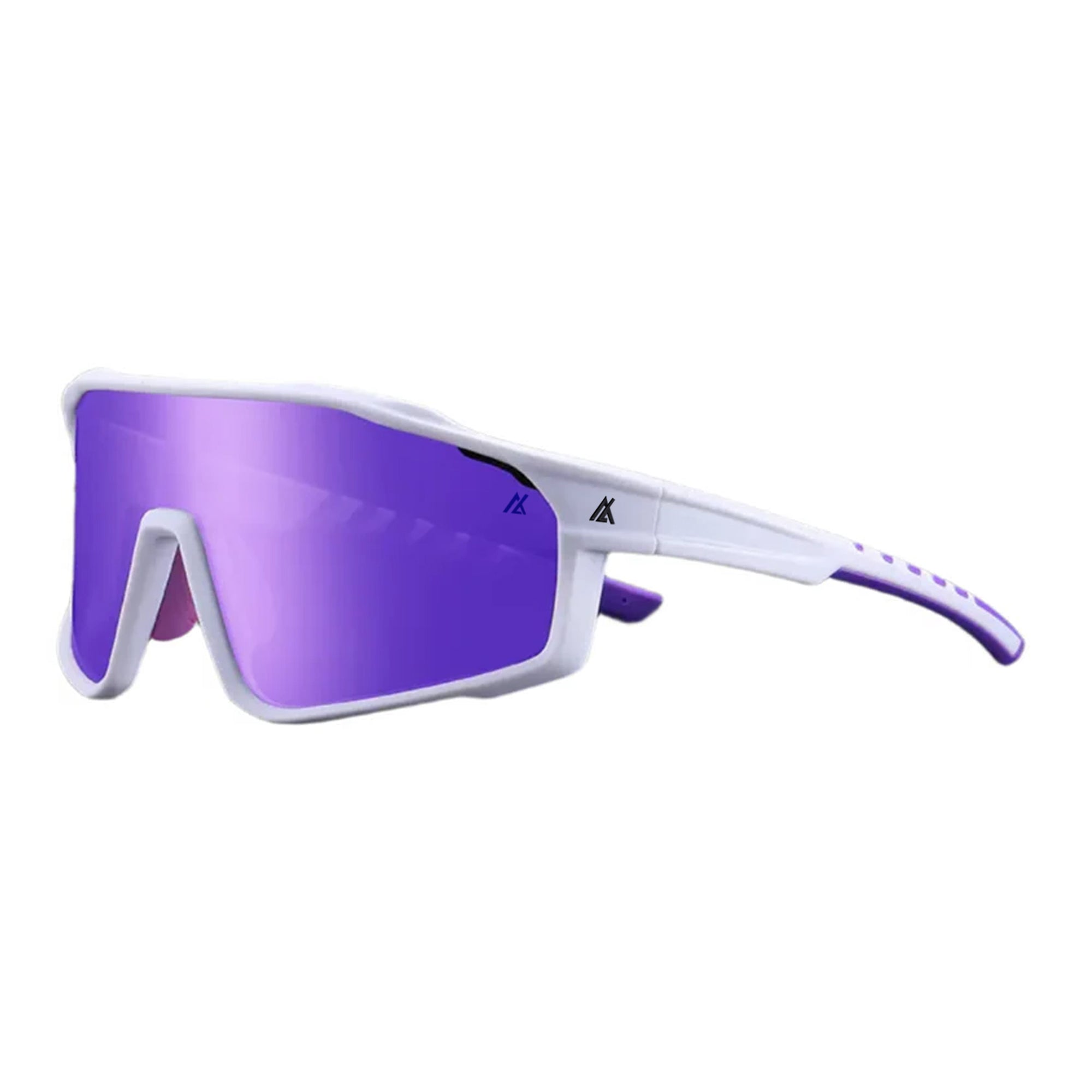 Sport Sunglasses | Polarized Shield Lens | Purple | White | Wraparound Fit | UV 400 Protection | Built for Speed