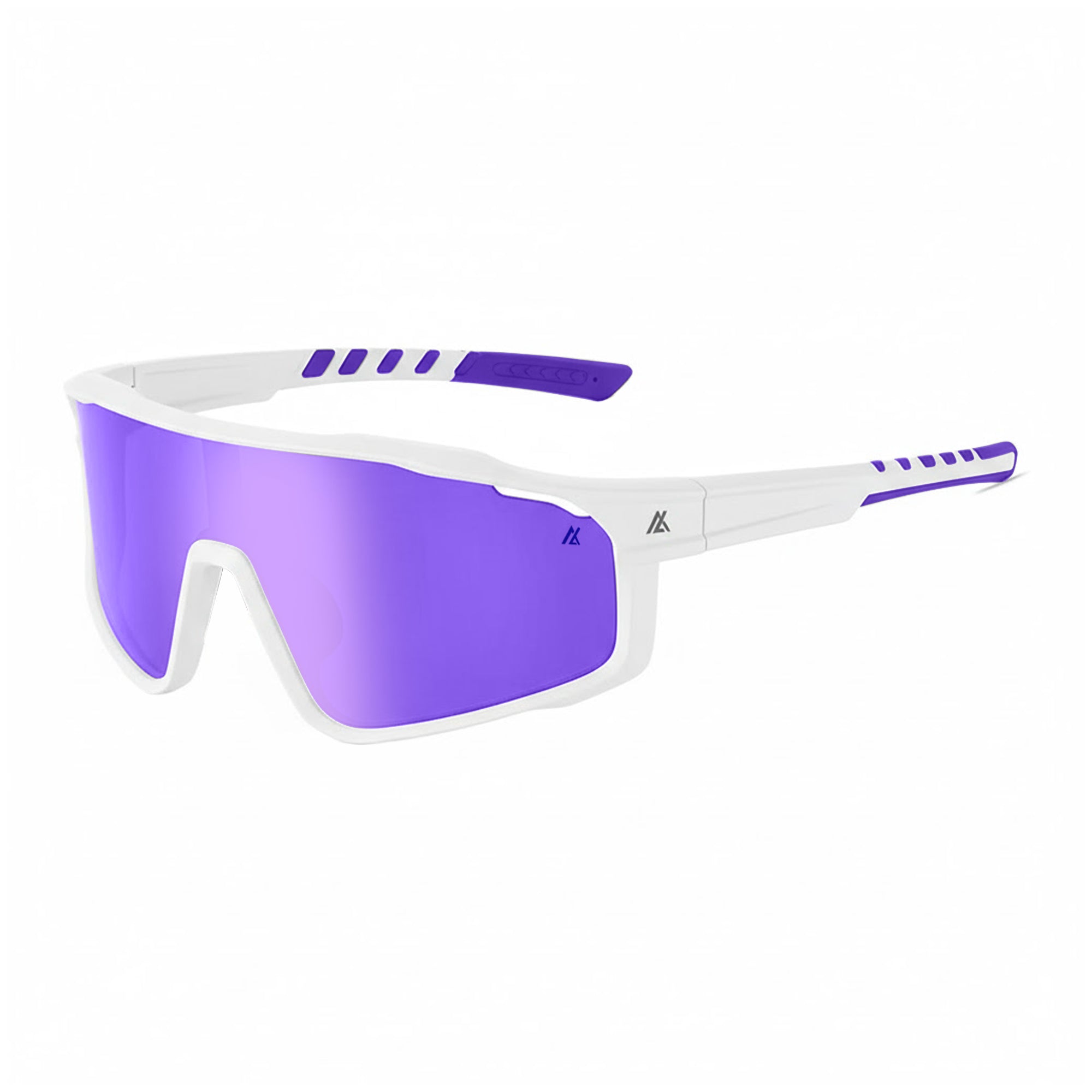 Sport Sunglasses | Polarized Shield Lens | Purple | White | Wraparound Fit | UV 400 Protection | Built for Speed