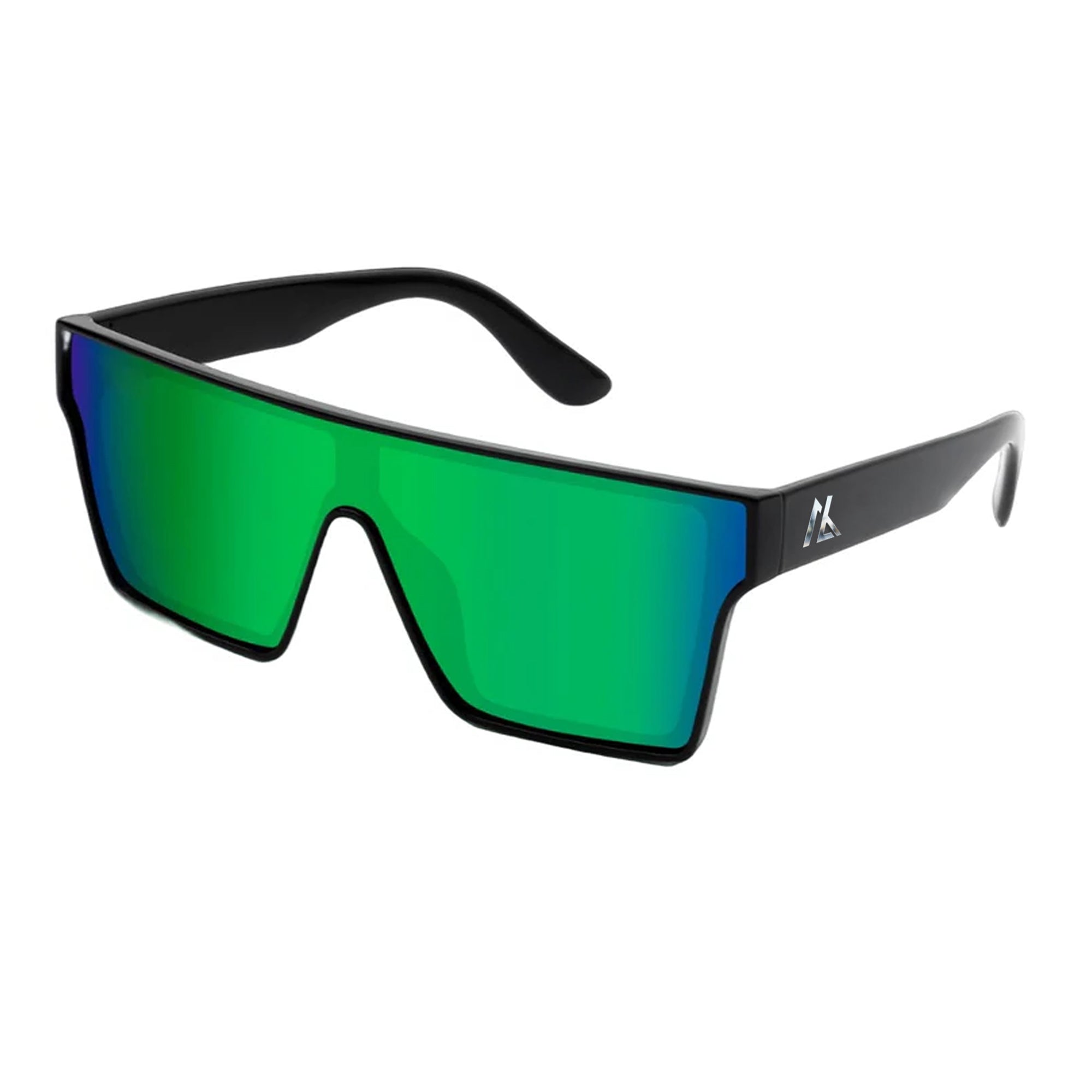 Sunglasses | Polarized Lens | UV 400 Protection | Green Lens | Black Frame | Mirror Lens | Shades