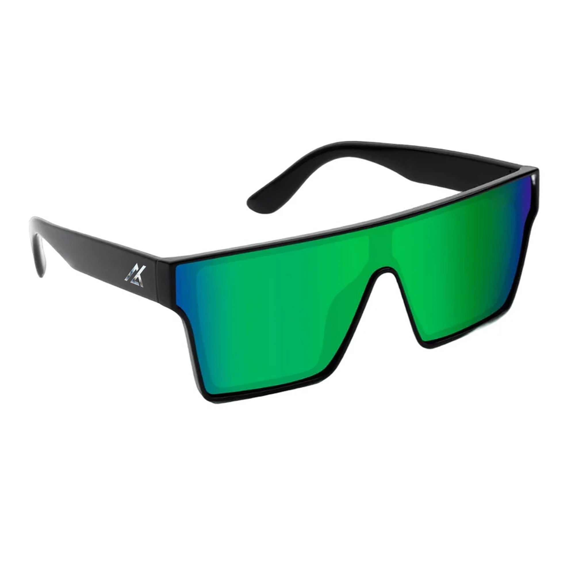 Sunglasses | Polarized Lens | UV 400 Protection | Green Lens | Black Frame | Mirror Lens | Shades