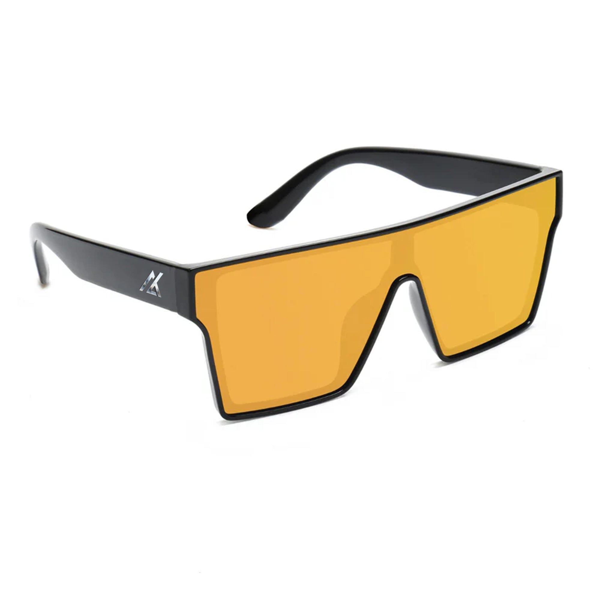 Performance Sunglasses | Shield Lens | Gold | Black | Wraparound Fit | UV 400 Protection | Built for Precision