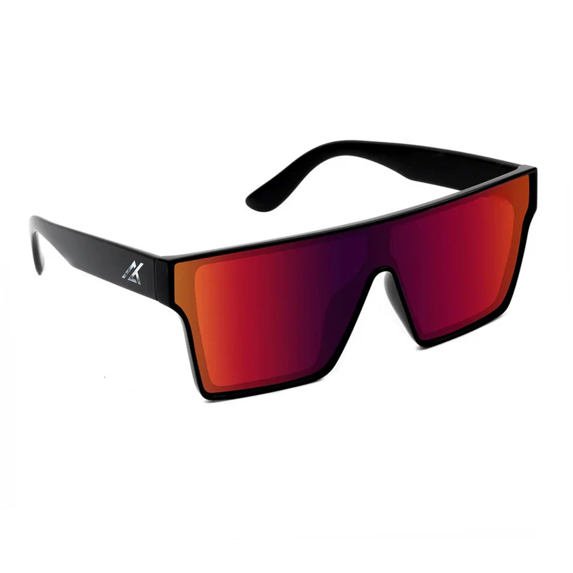 Sunglasses | Polarized Lens | UV 400 Protection | Red Lens | Black Frame | Mirror Lens