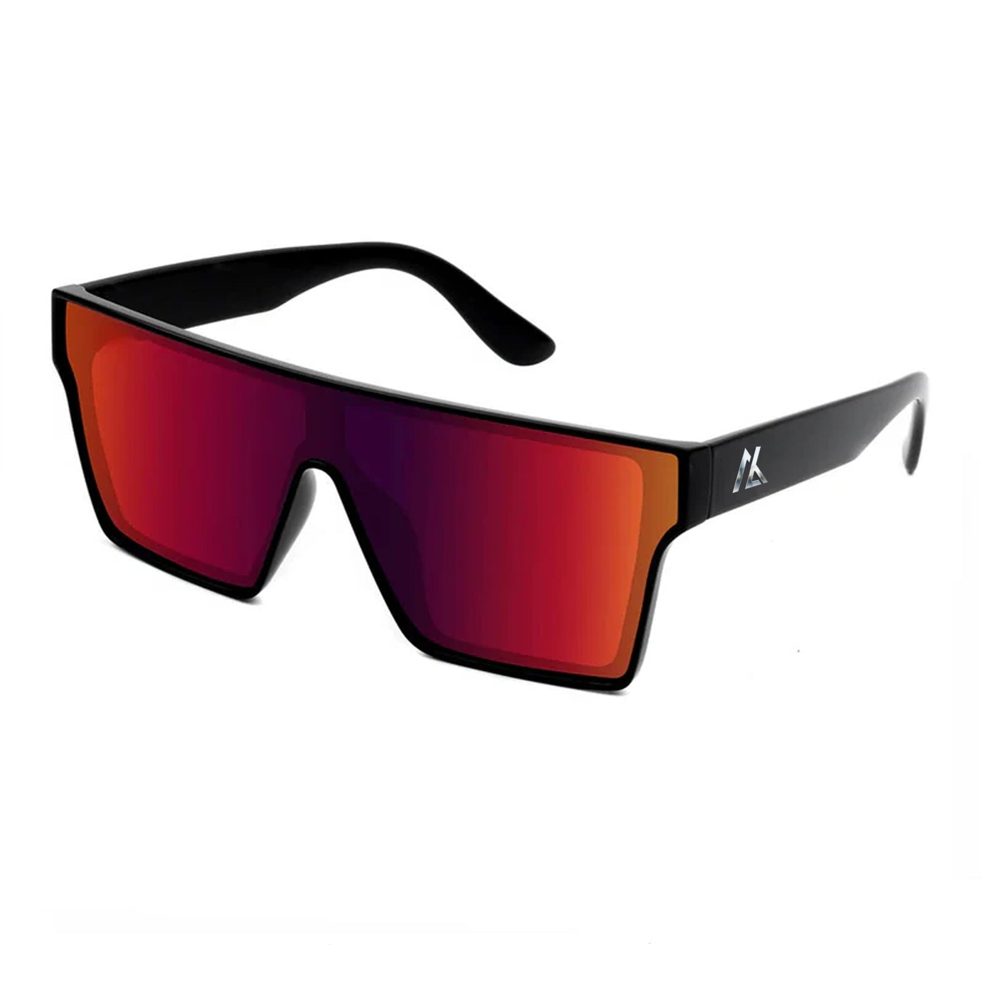 Sunglasses | Polarized Lens | UV 400 Protection | Red Lens | Black Frame | Mirror Lens