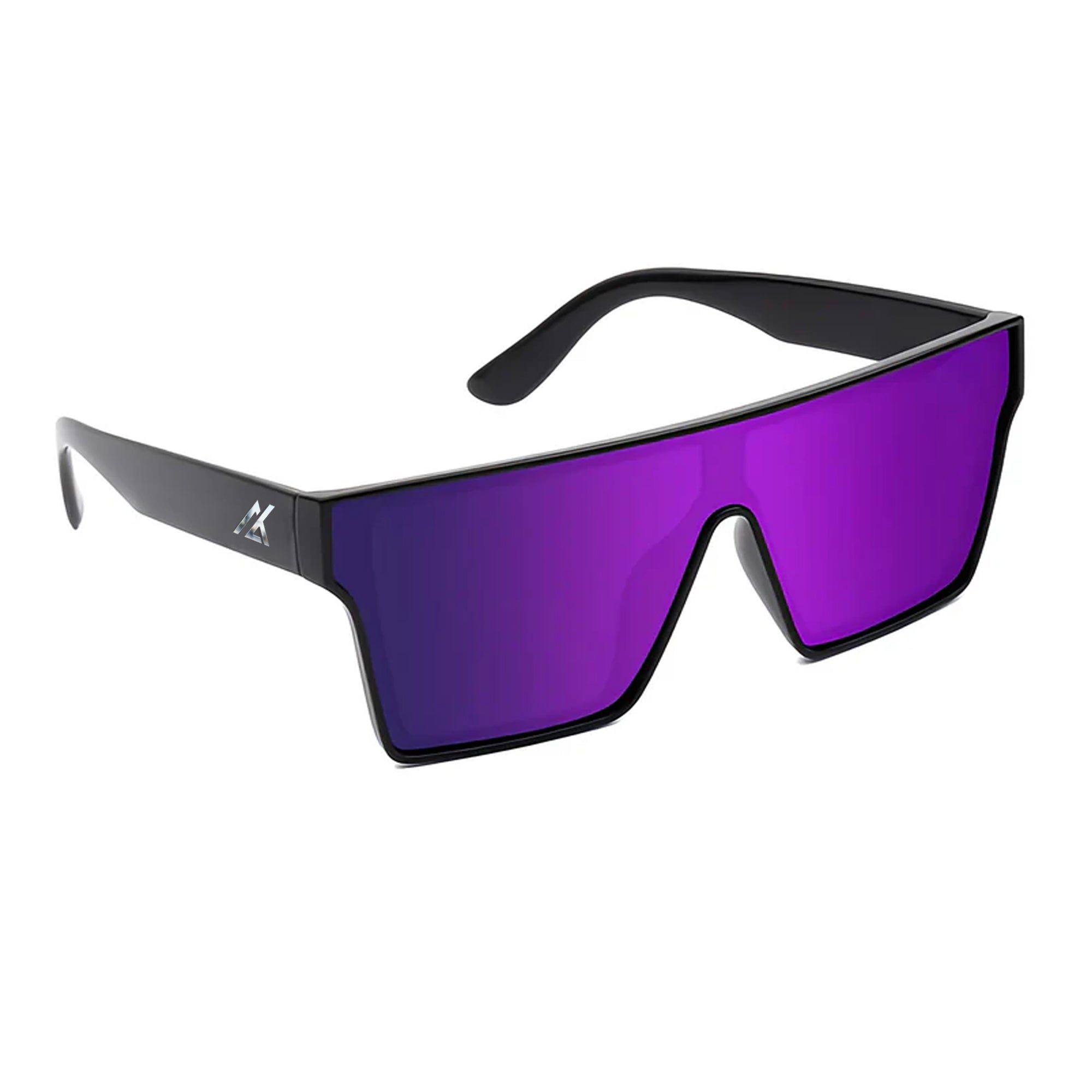 Sunglasses | Polarized Lens | UV 400 Protection | Purple Lens | Black Frame | Mirror Lens