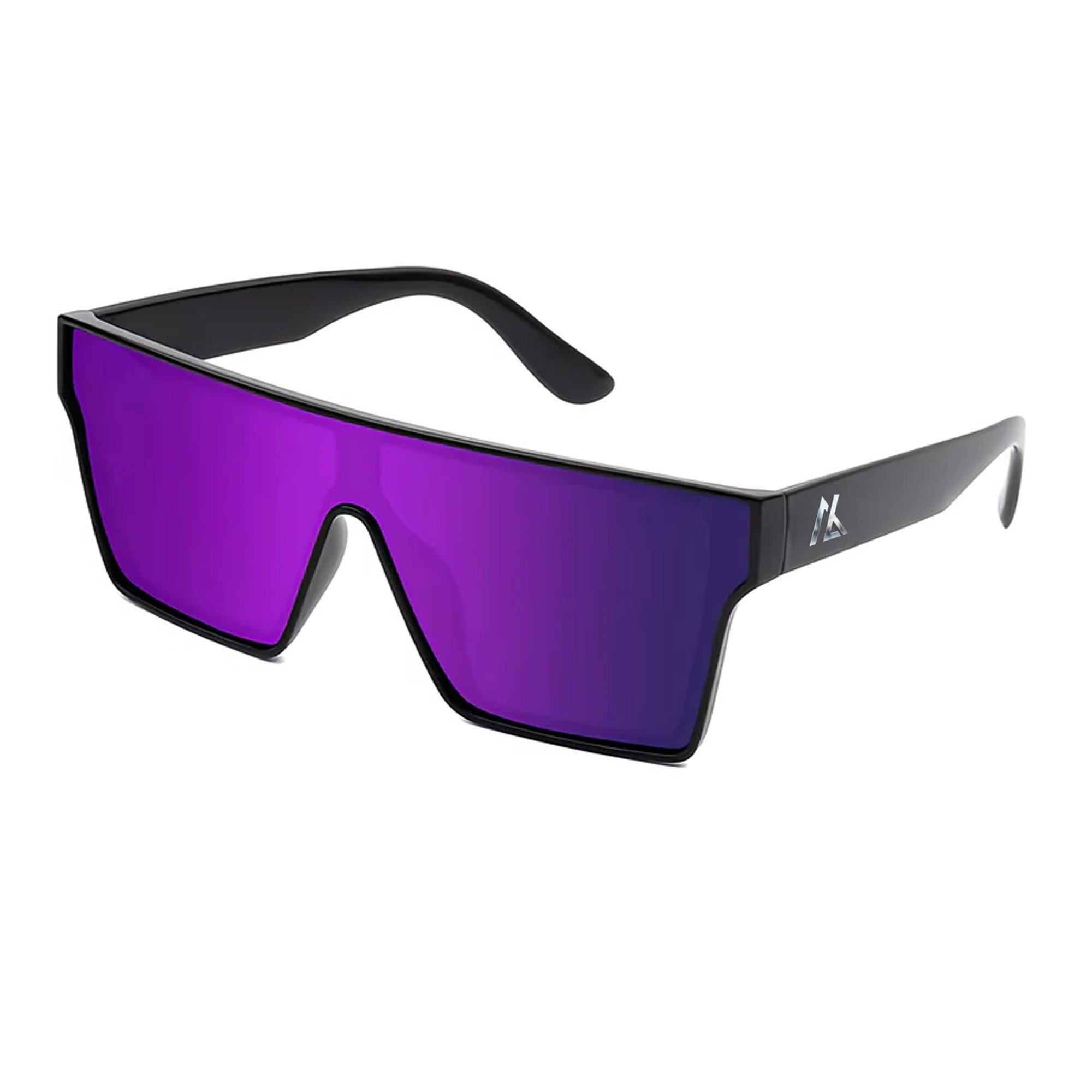 Sunglasses | Polarized Lens | UV 400 Protection | Purple Lens | Black Frame | Mirror Lens
