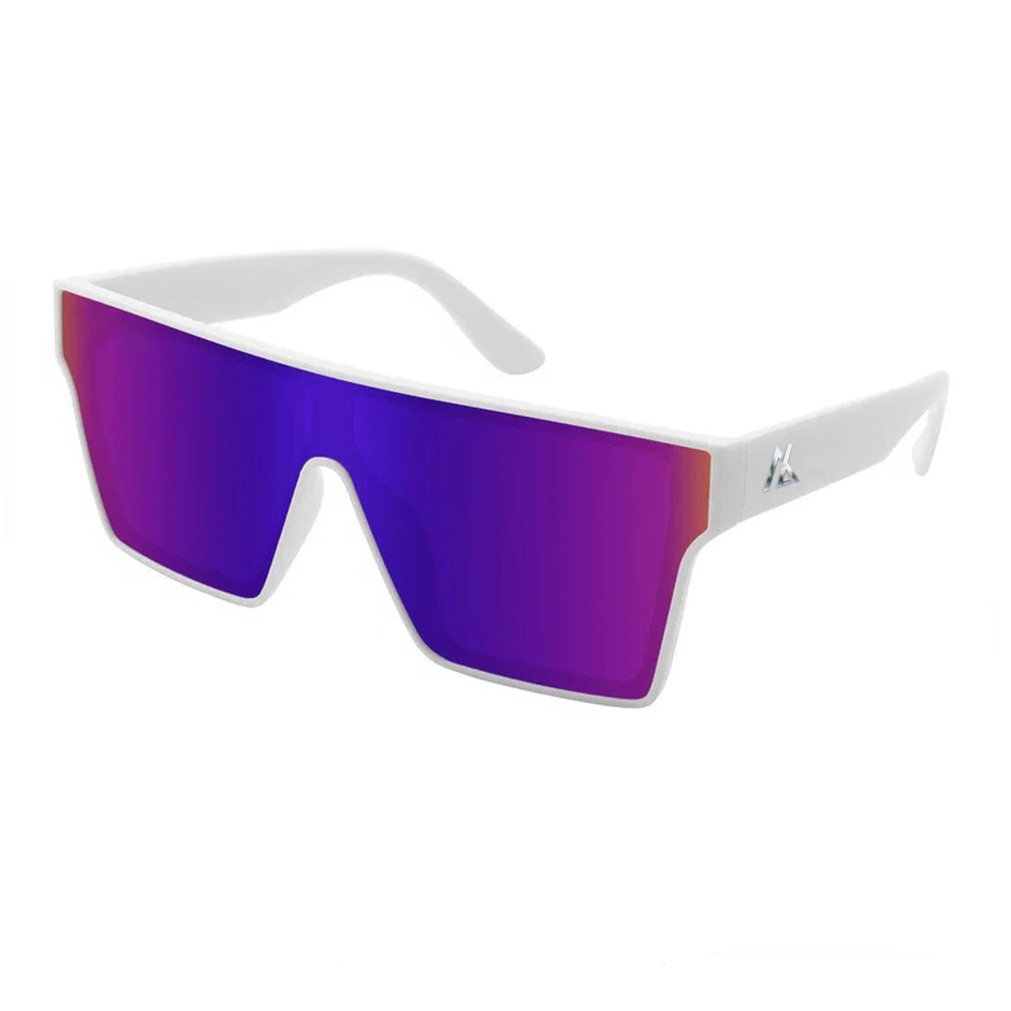 Sunglasses | Polarized Lens | UV 400 Protection | Purple Lens | White Frame | Mirror Lens