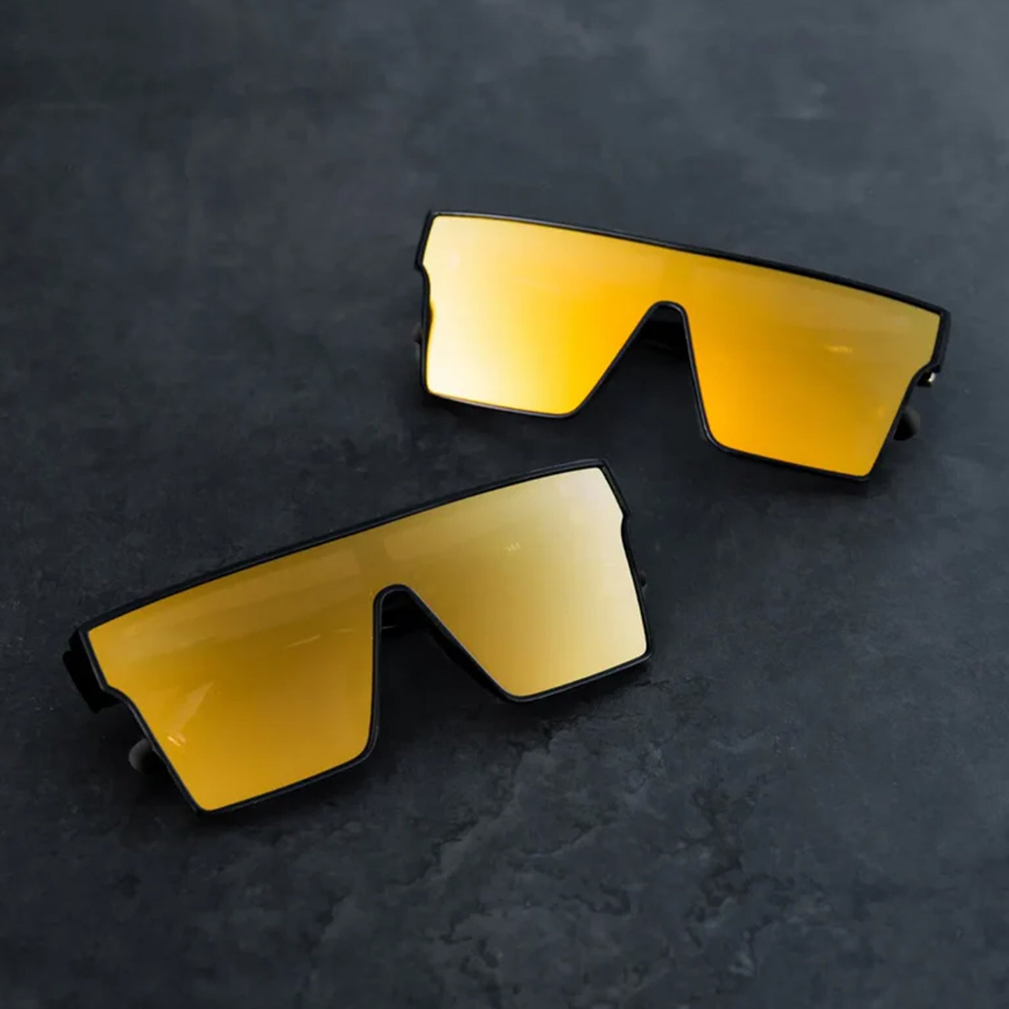 Performance Sunglasses | Shield Lens | Gold | Black | Wraparound Fit | UV 400 Protection | Built for Precision