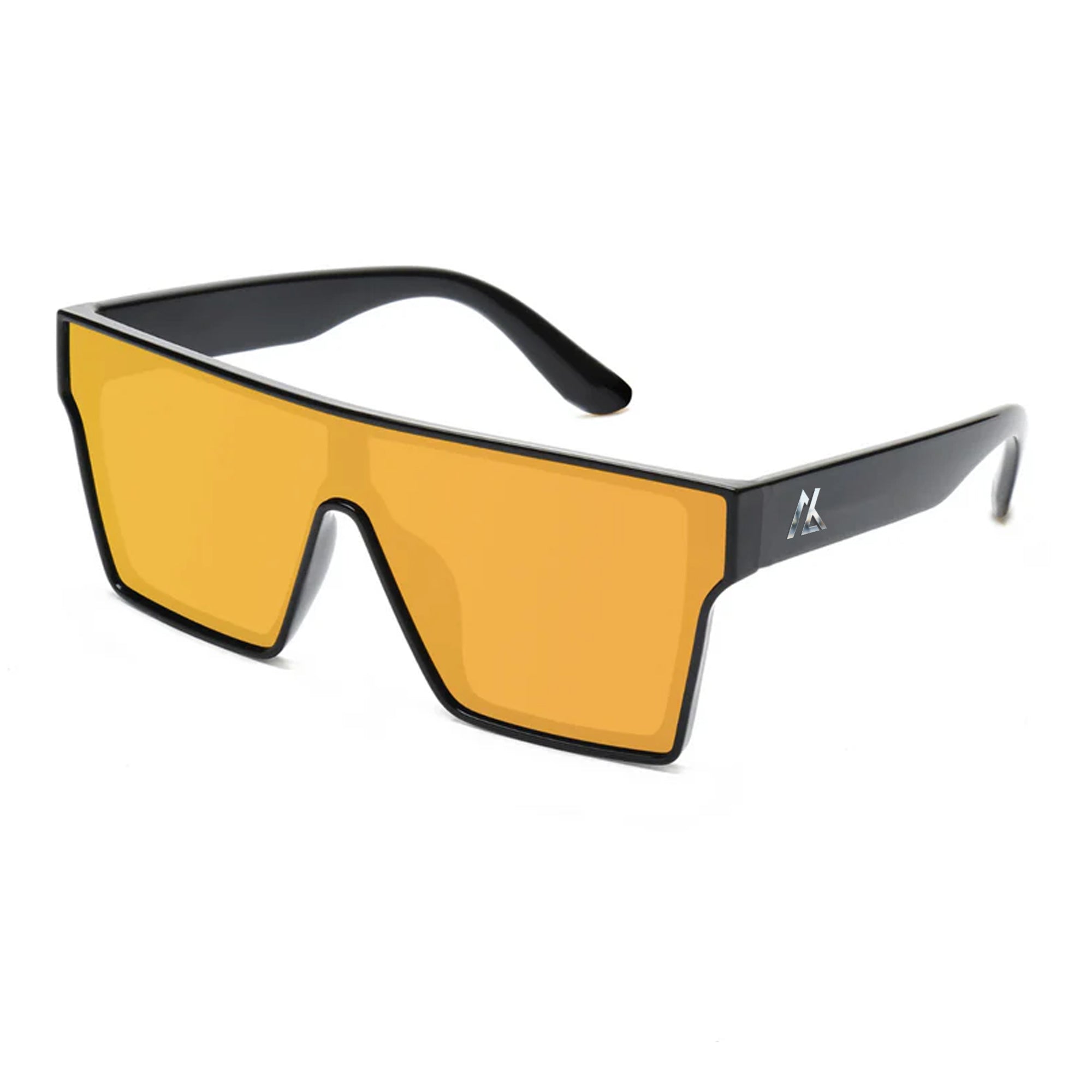 Performance Sunglasses | Shield Lens | Gold | Black | Wraparound Fit | UV 400 Protection | Built for Precision