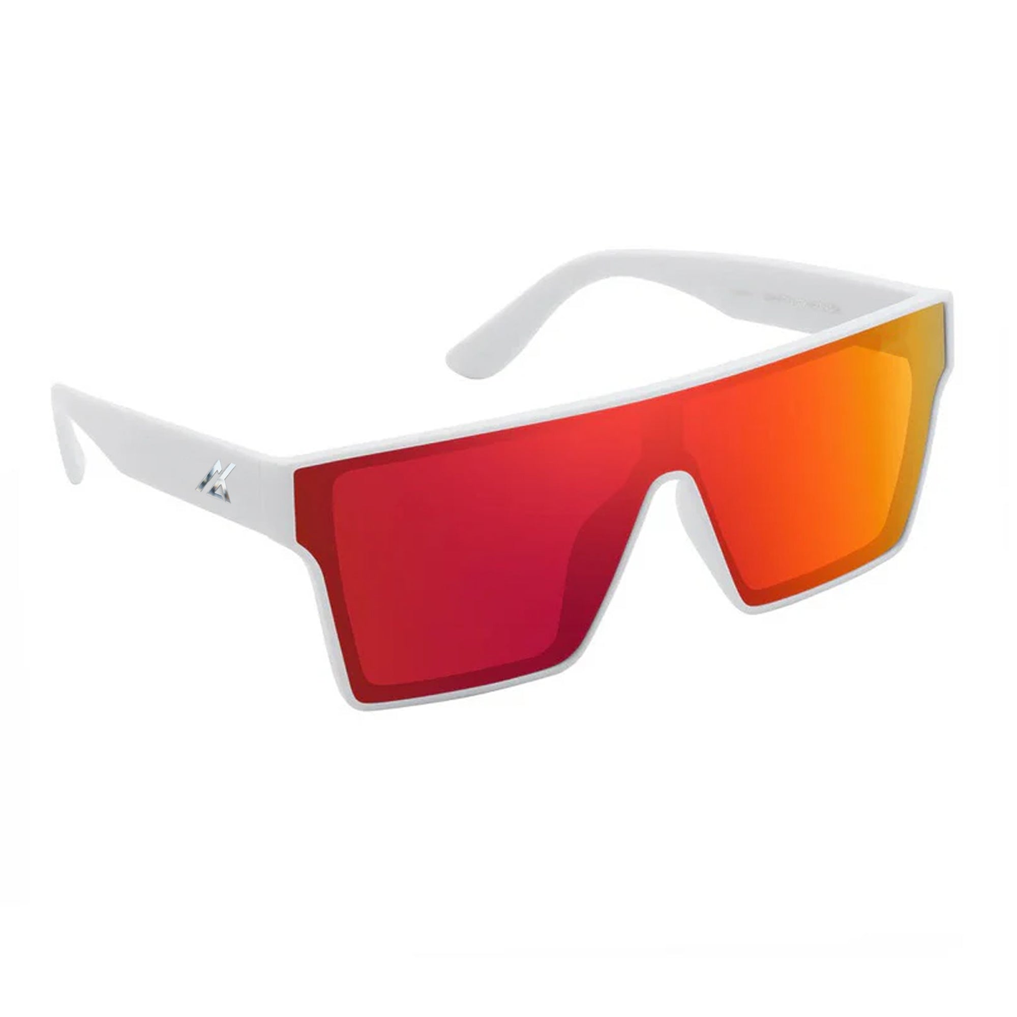 Performance Sunglasses | Shield Lens | Orange | White | Wraparound Fit | UV 400 Protection | Built for Precision