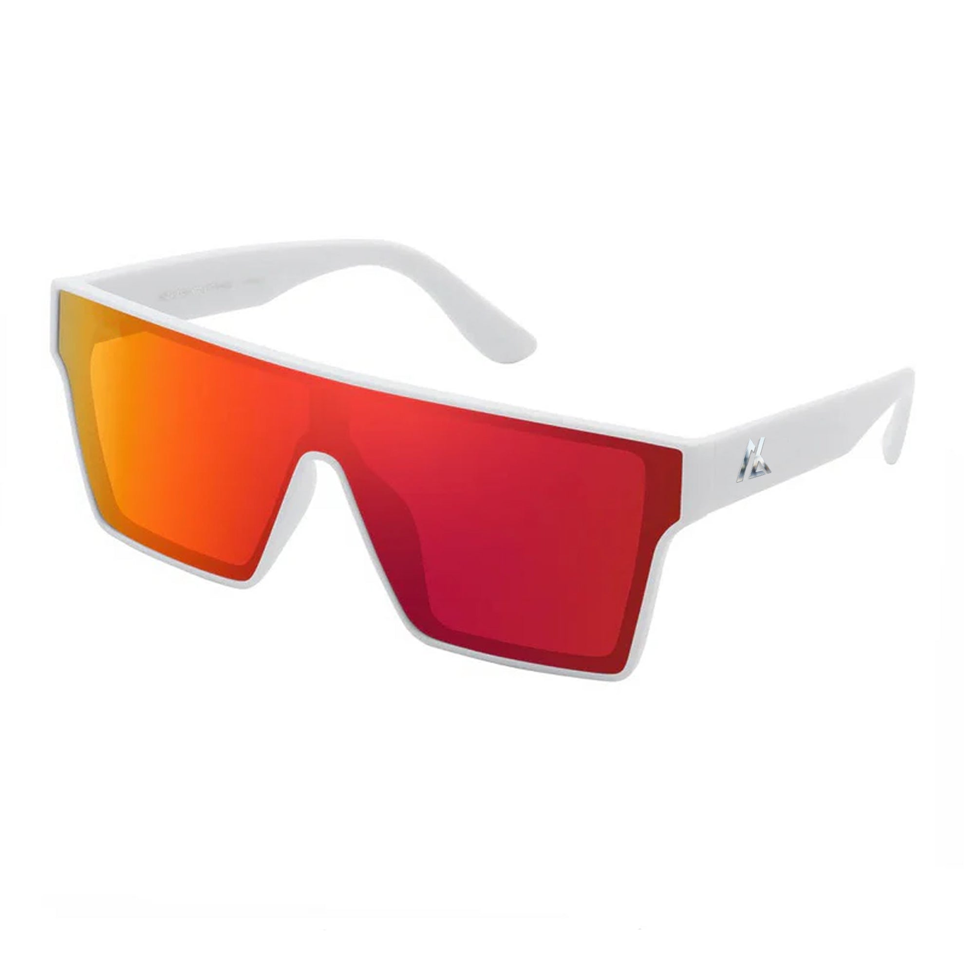 Performance Sunglasses | Shield Lens | Orange | White | Wraparound Fit | UV 400 Protection | Built for Precision