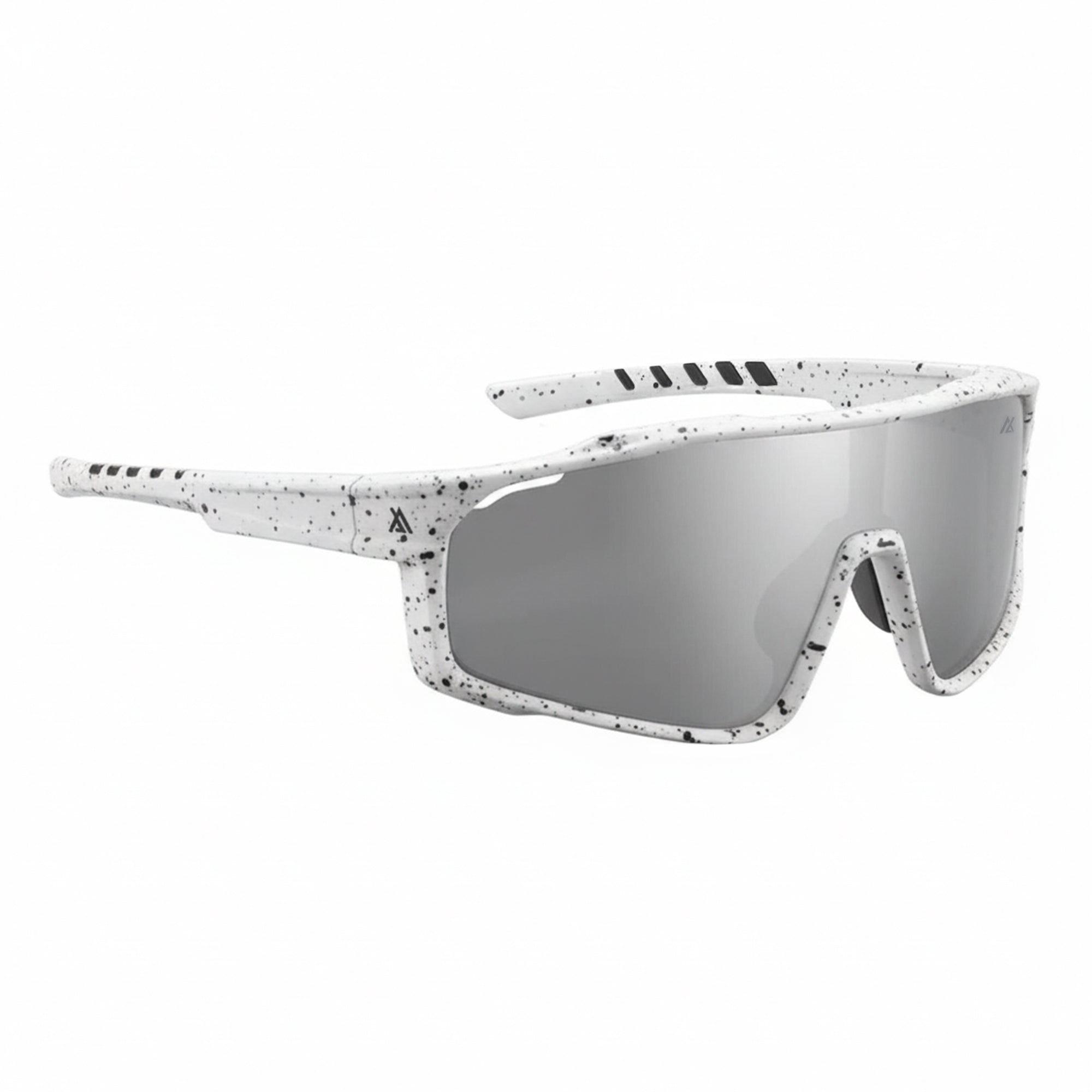 Sport Sunglasses | Polarized Shield Lens | Chrome | White | Wraparound Fit | UV 400 Protection | Built for Speed